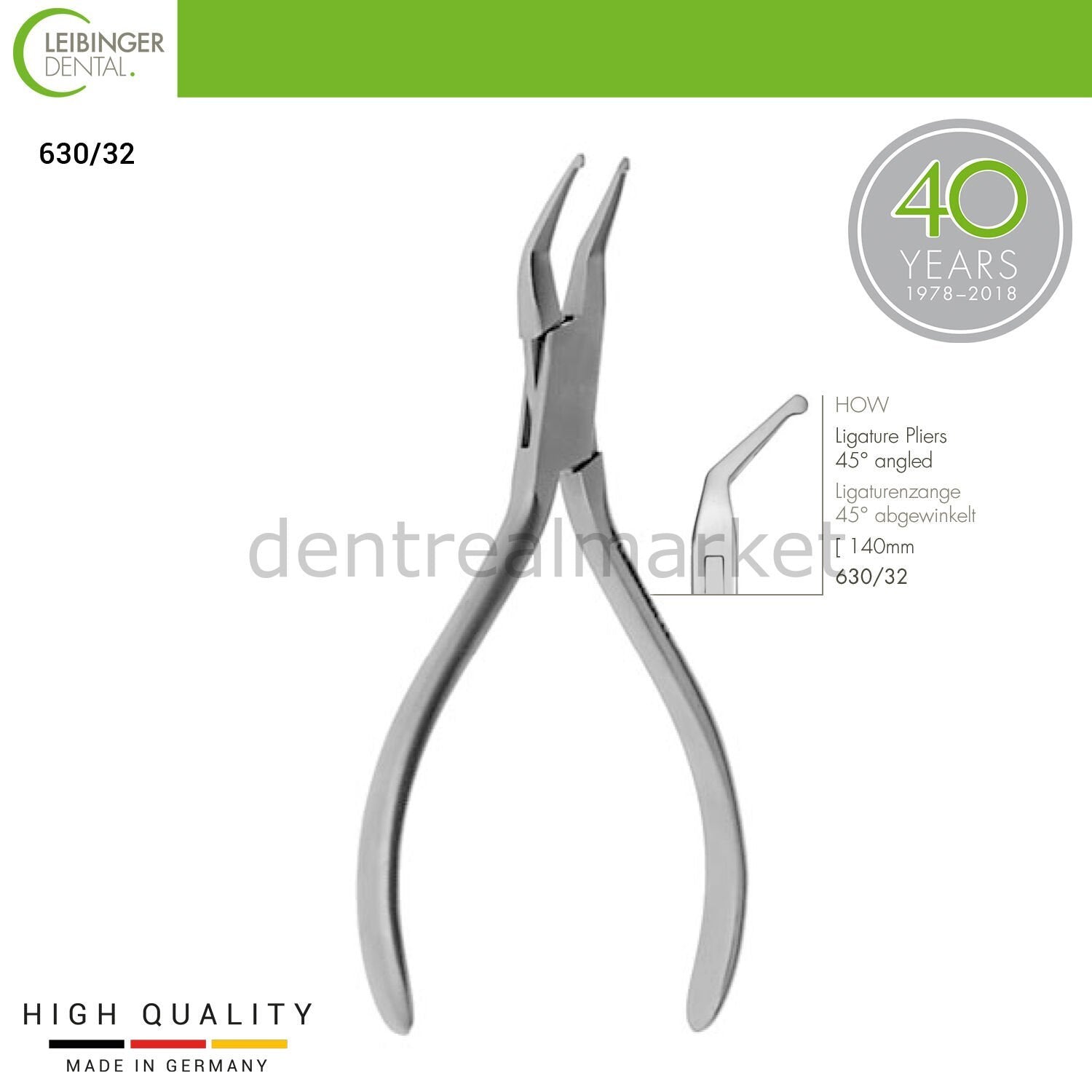 DentrealStore - Leibinger How Ligature Pliers 45° Angled - Ligature Pliers 45° Angled - 140 mm